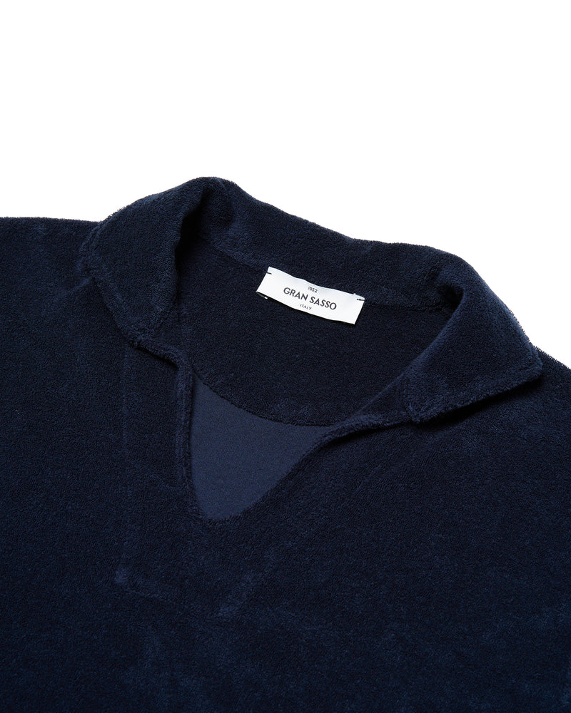 Polo short sleeves - Towel cotton - Navy blue