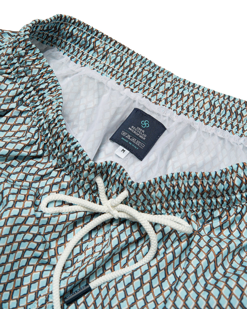 Swimtrunk - Printed Pattern - Blue / grey