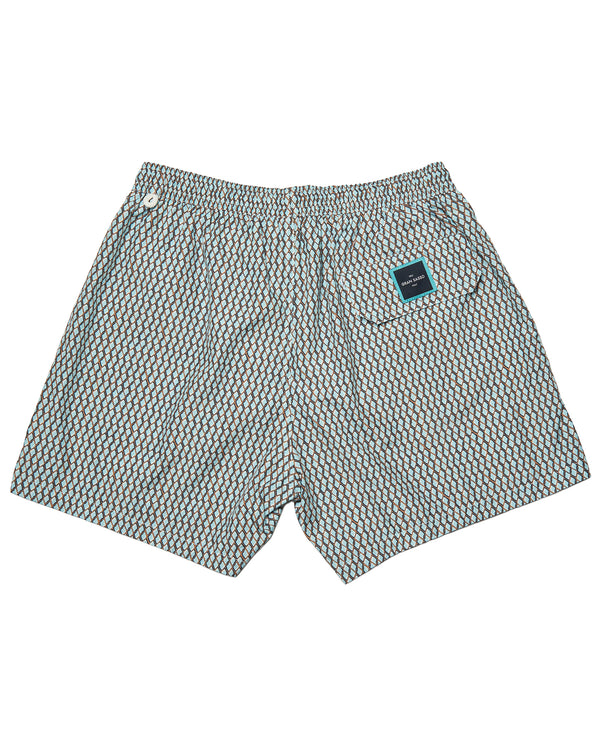 Swimtrunk - Printed Pattern - Blue / grey