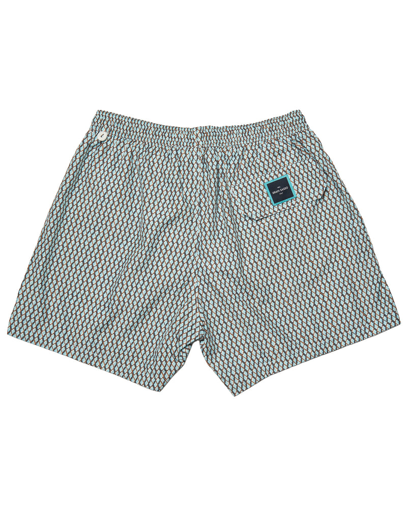 Swimtrunk - Printed Pattern - Blue / grey