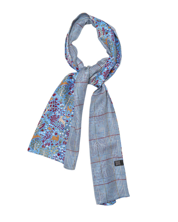 Scarf - Printed - Blue with forest and blue glen plaid