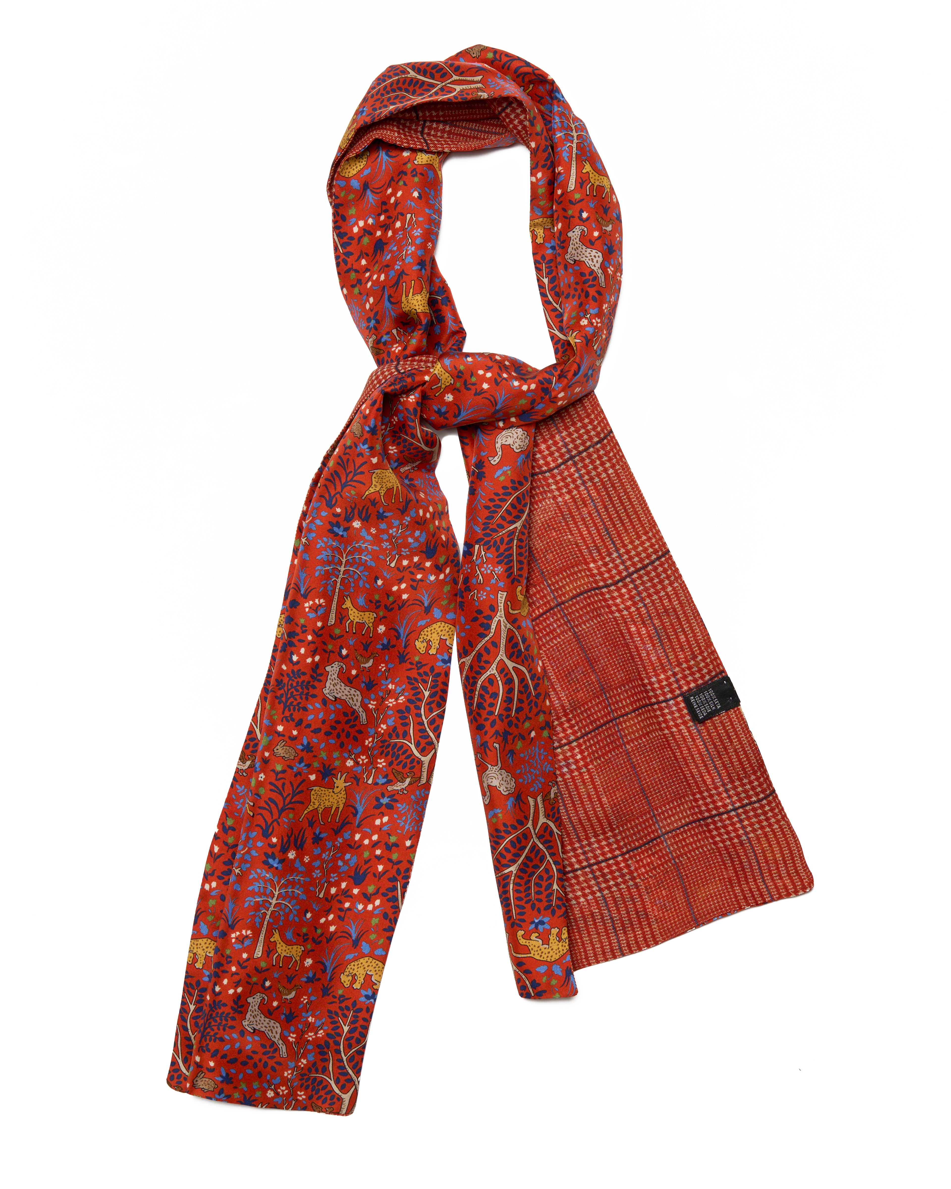 Scarf - Printed - Orange with forest and orange glen plaid