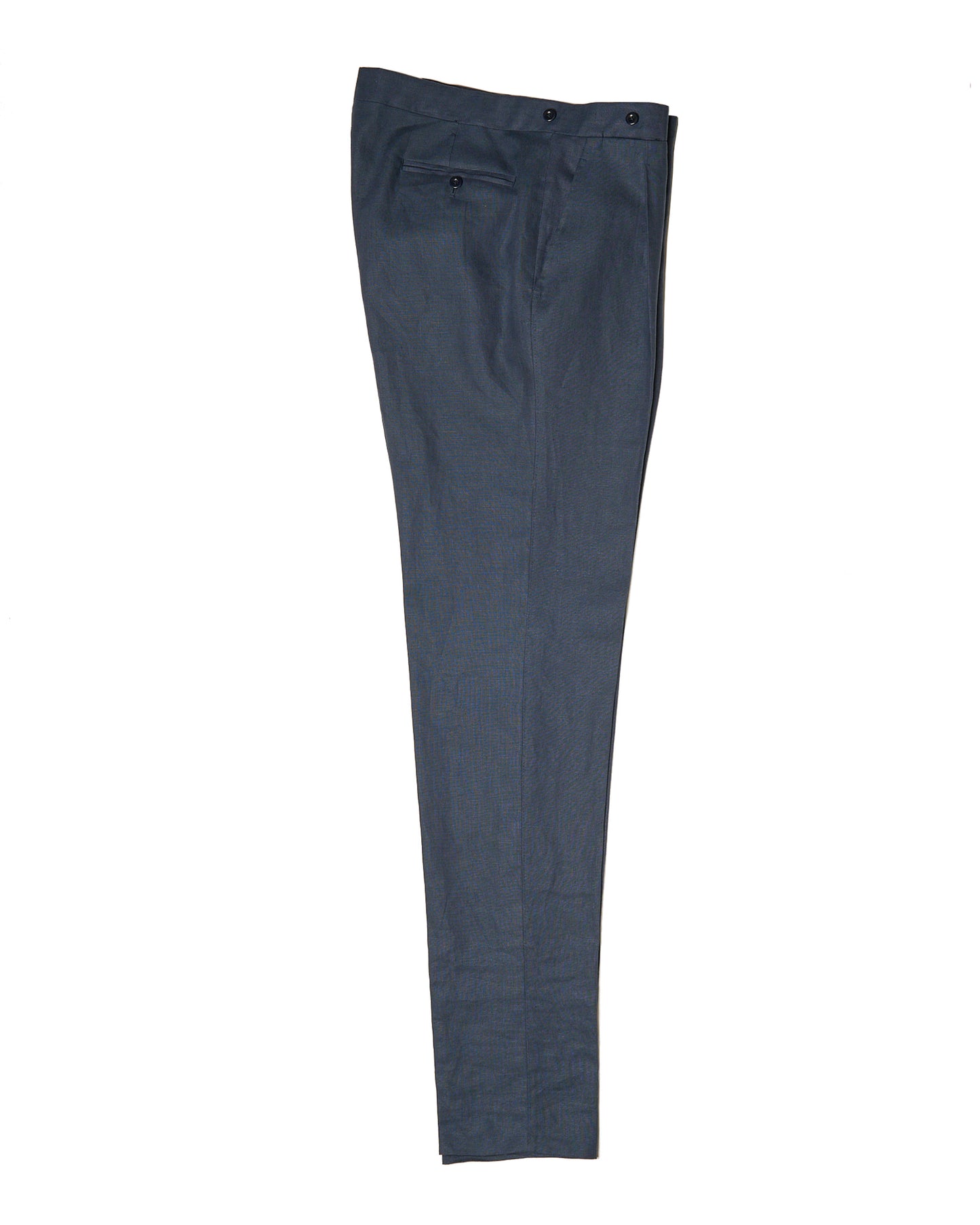 Plain linen trousers - Double pleat - Medium blue