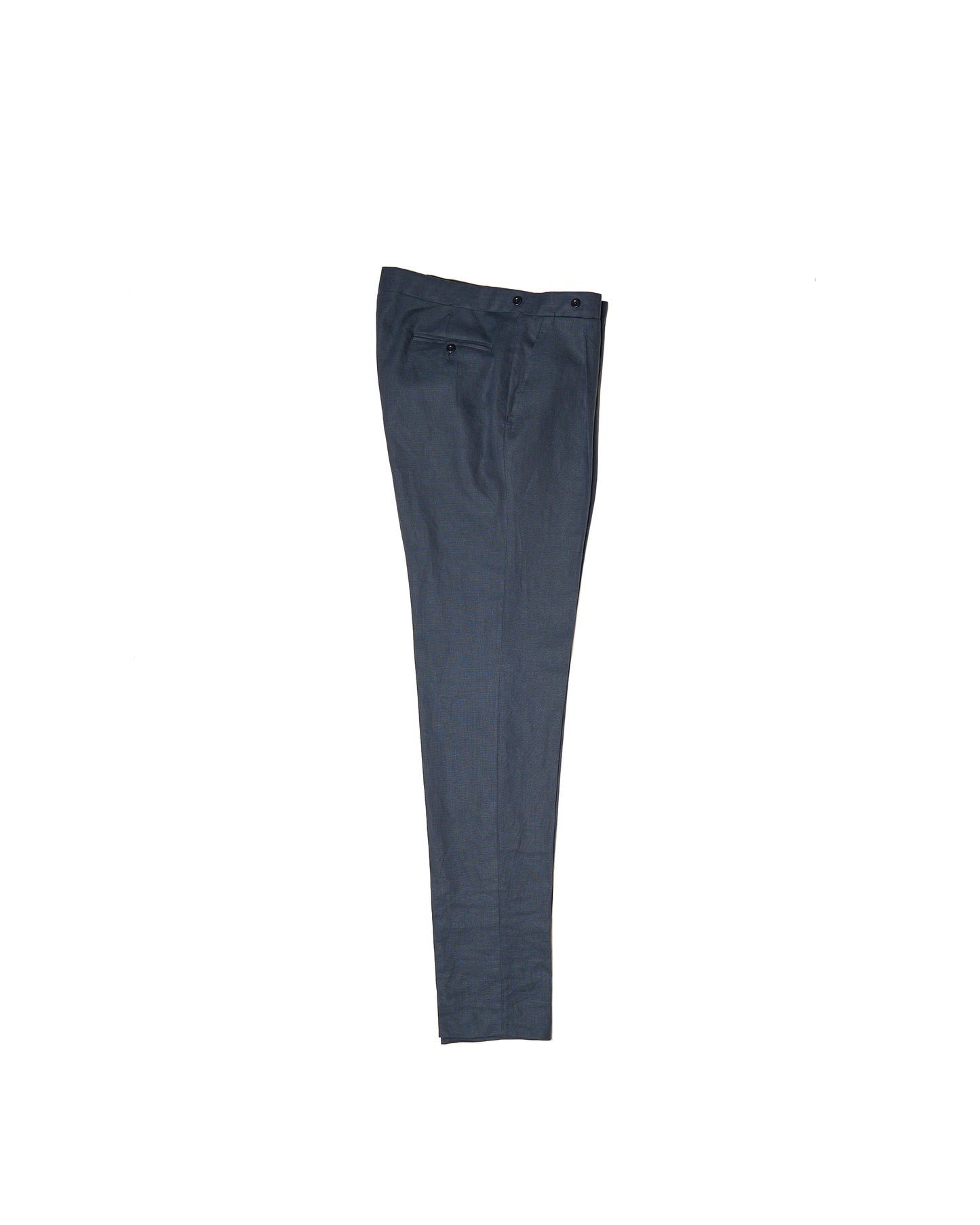 Plain linen trousers - Double pleat - Medium blue