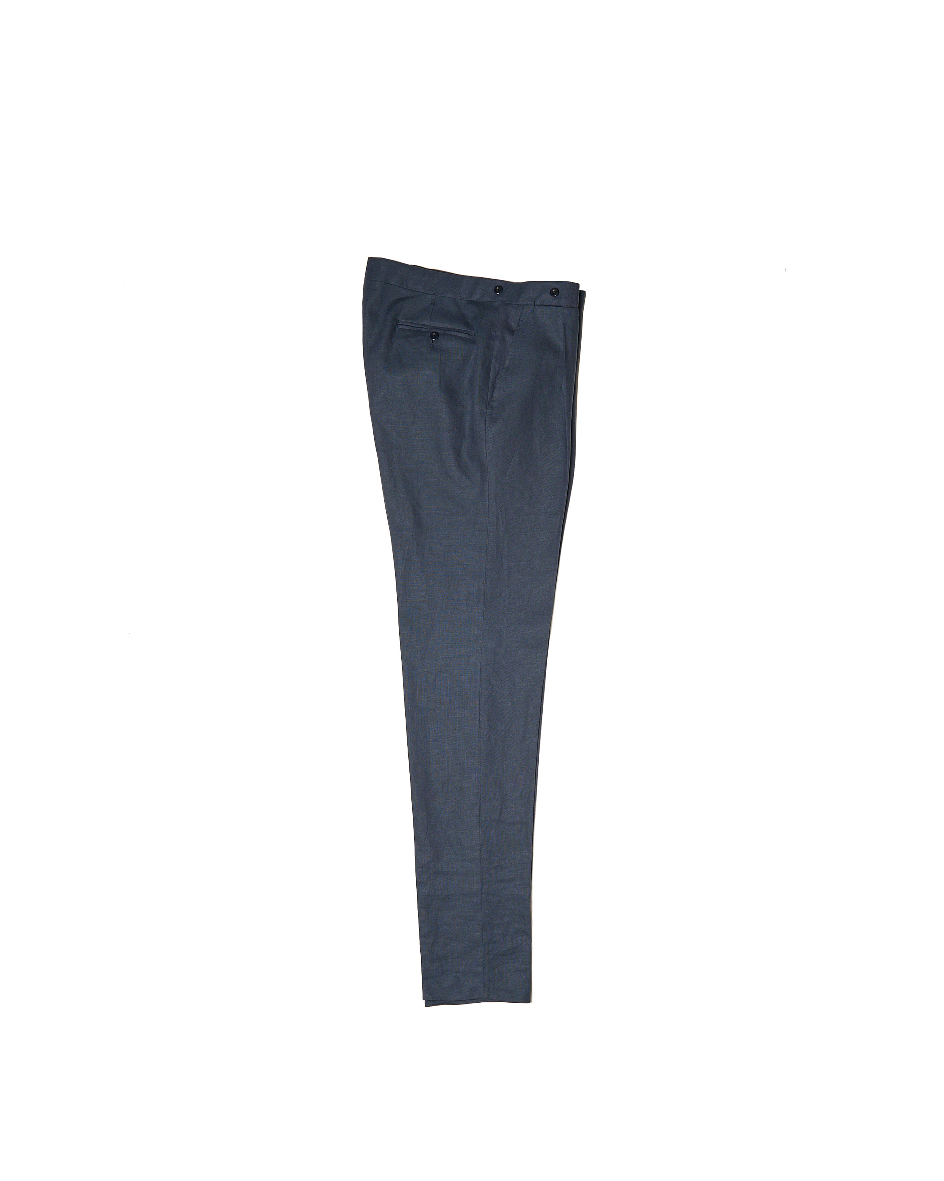 Plain linen trousers - Double pleat - Medium blue