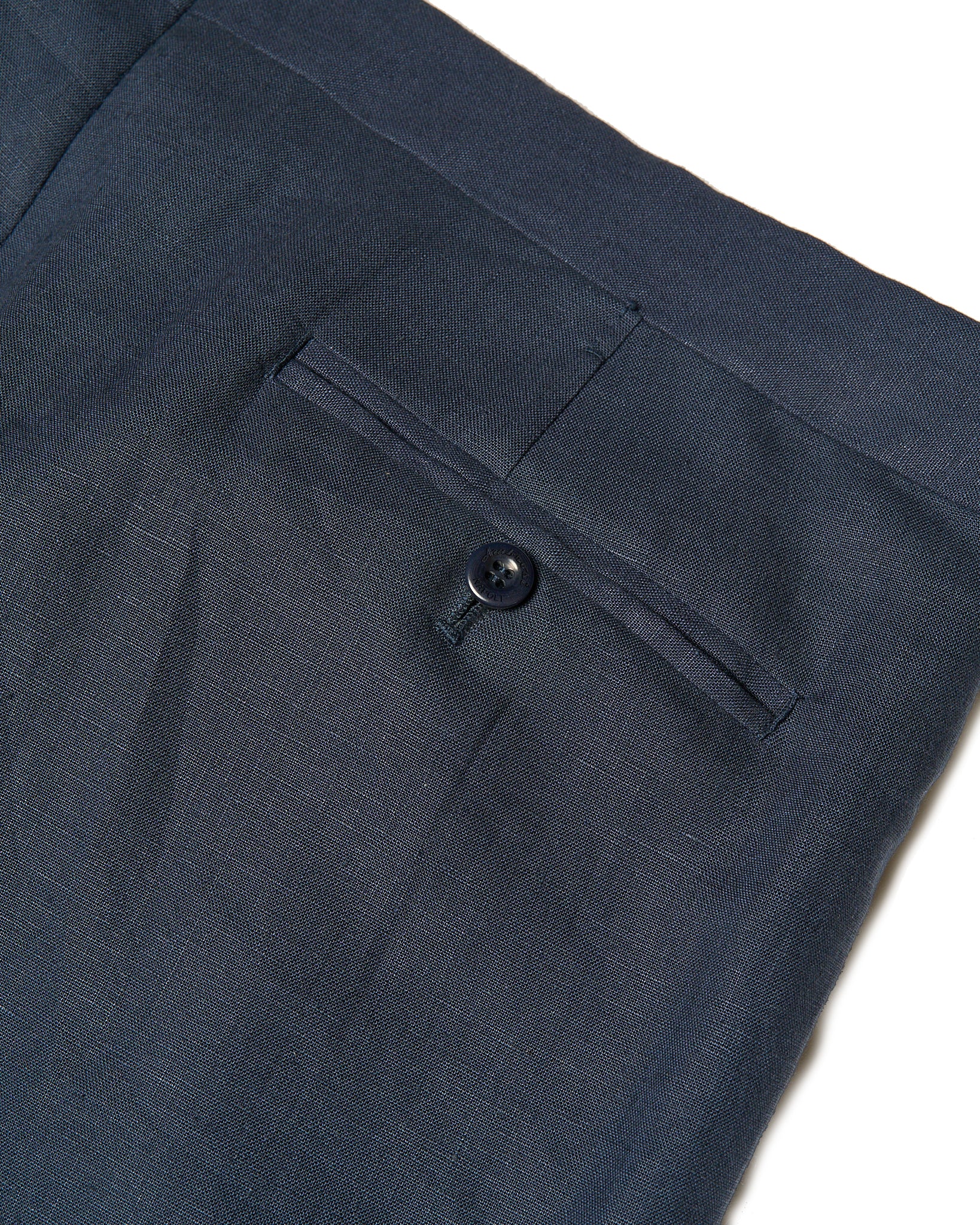 Plain linen trousers - Double pleat - Medium blue