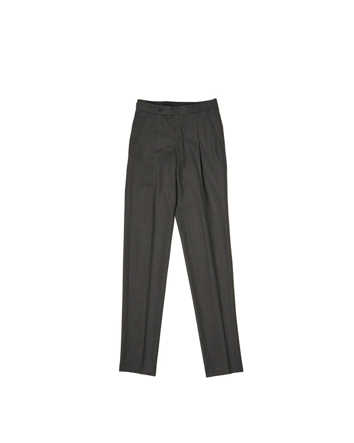 High twist wool trousers - Single pleat - Charcoal grey