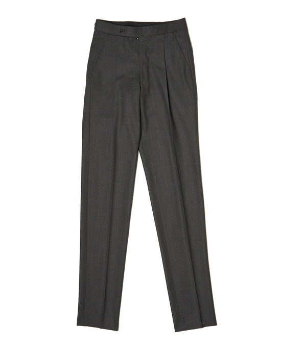 Four ply wool trousers - single pleat trousers - Grey brown