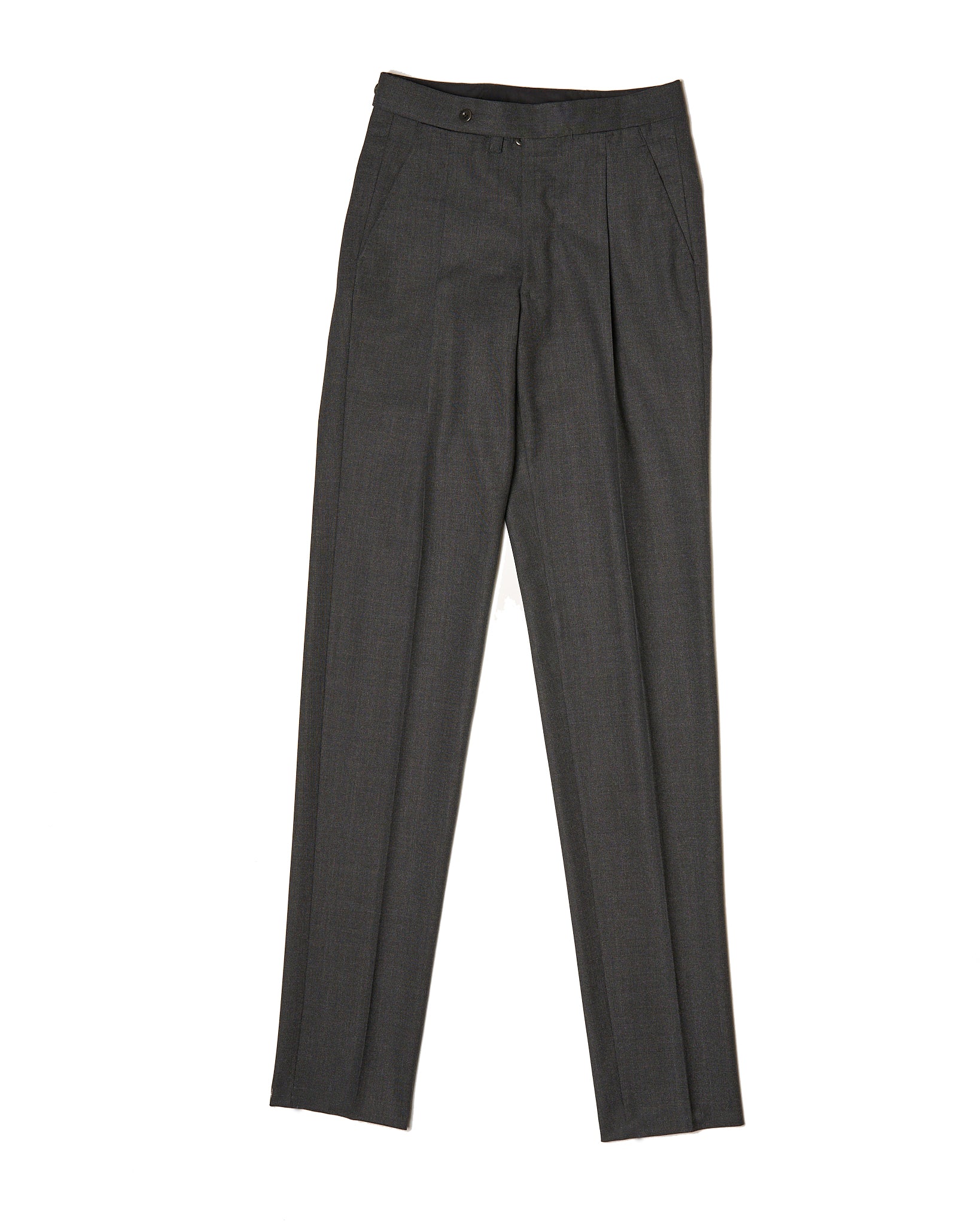 Four ply wool trousers - single pleat trousers - Grey brown