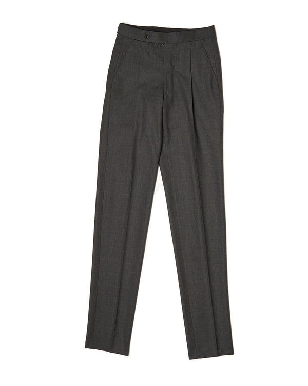 Wool four ply - single pleat trousers - Grey brown