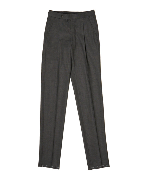 High twist wool trousers - Single pleat - Charcoal grey