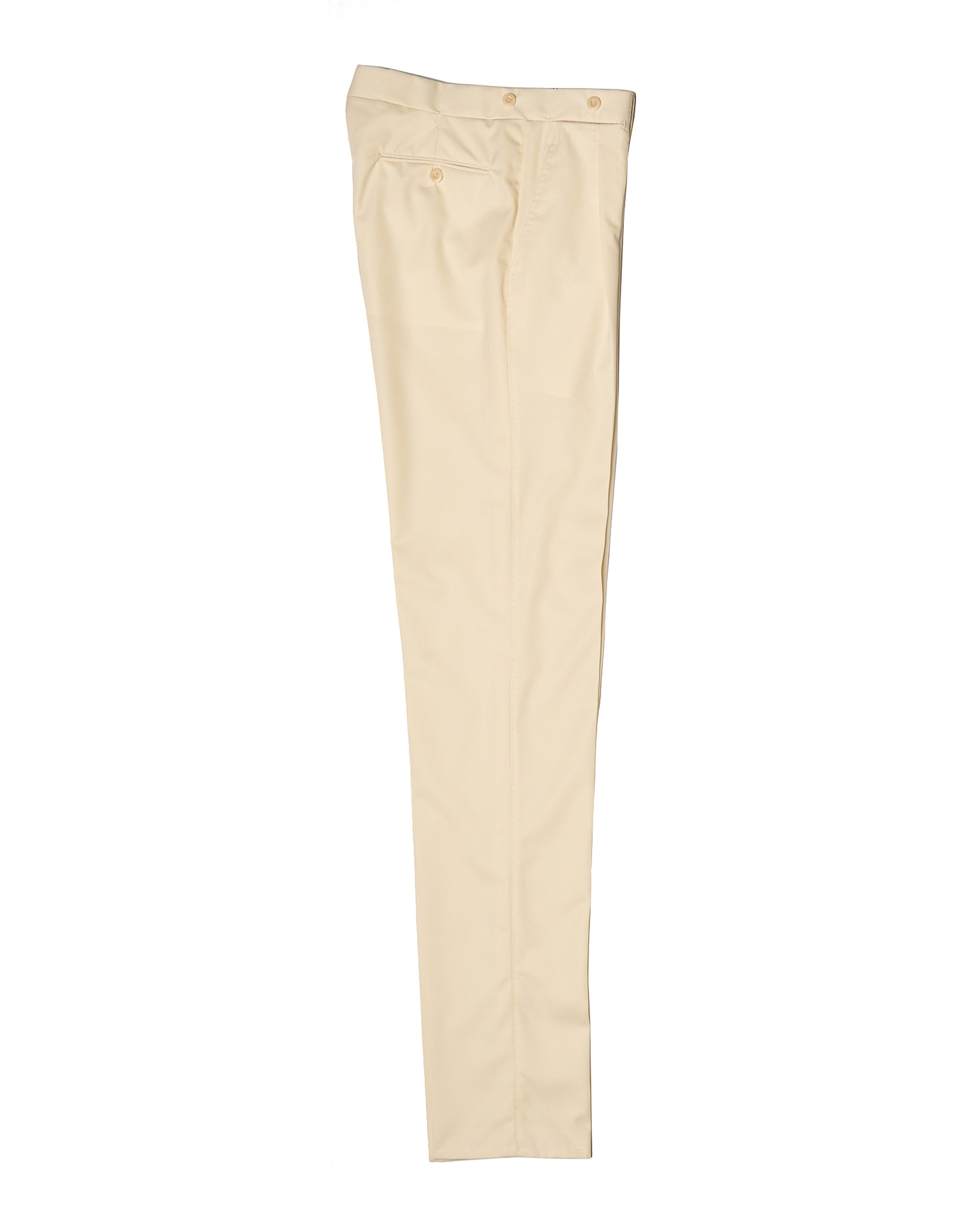 Gabardine wool trousers - Single pleat - Ivory