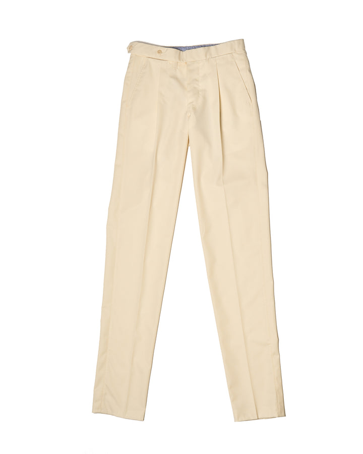 Gabardine wool trousers - Single pleat - Ivory