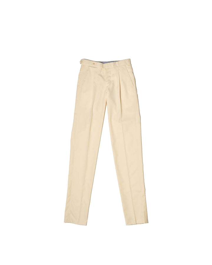 Gabardine wool trousers - Single pleat - Ivory