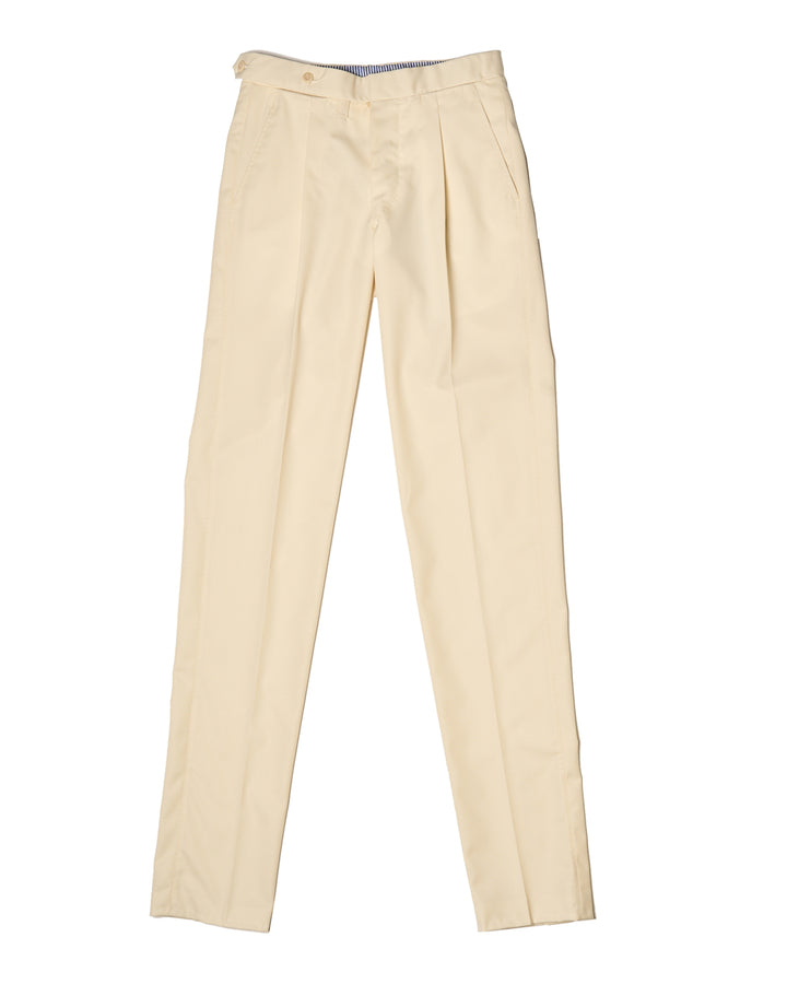 Gabardine wool trousers - Single pleat - Ivory