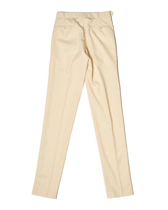 Gabardine wool trousers - Single pleat - Ivory