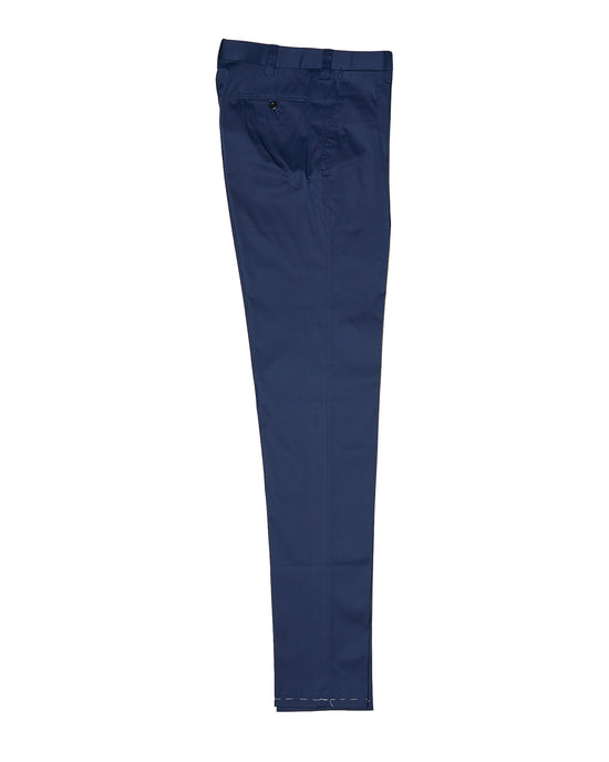 Light weight cotton trousers - Single pleat - Medium blue