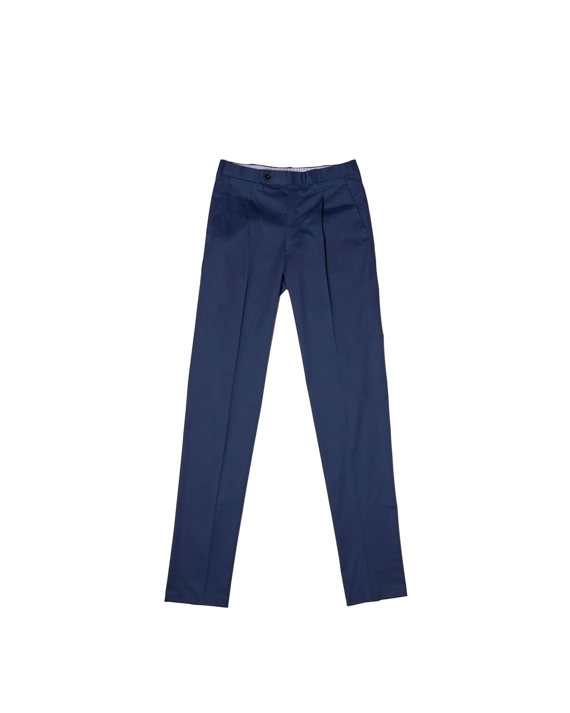 Light weight cotton trousers - Single pleat - Medium blue
