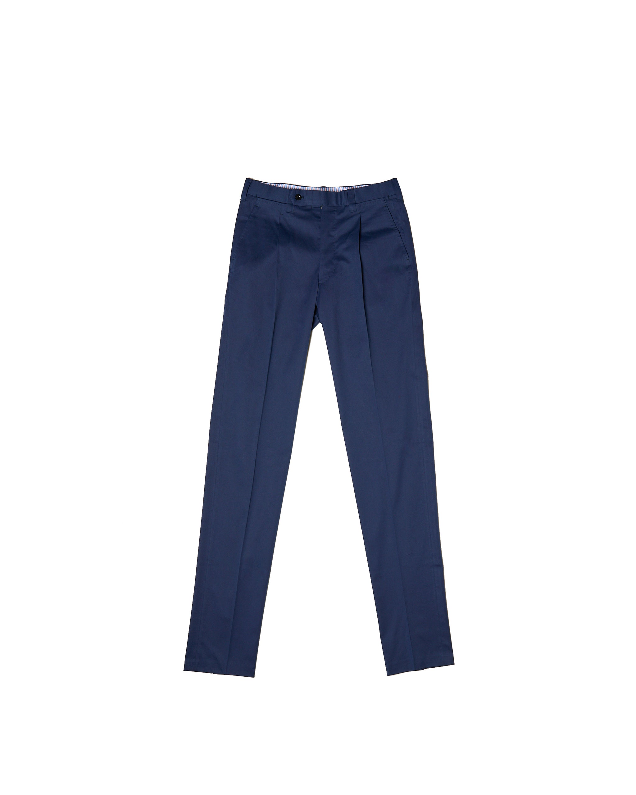 Light weight cotton trousers - Single pleat - Medium blue
