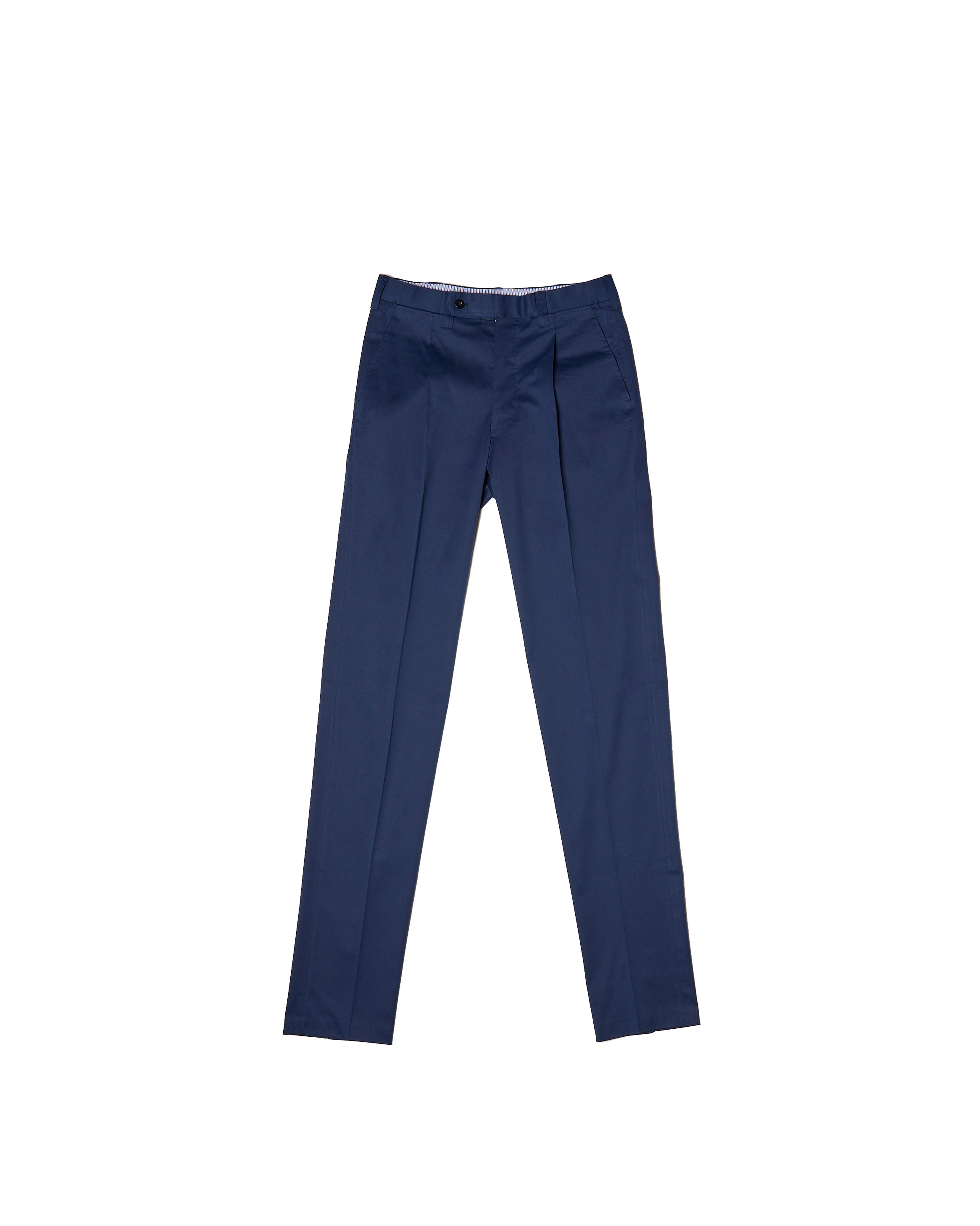 Light weight cotton trousers - Single pleat - Medium blue