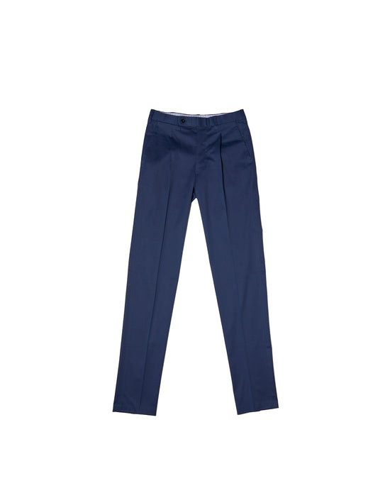 Light weight cotton trousers - Single pleat - Medium blue