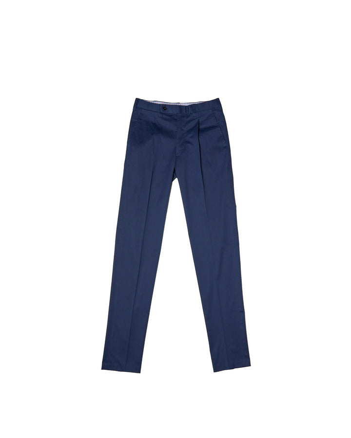 Light weight cotton trousers - Single pleat - Medium blue