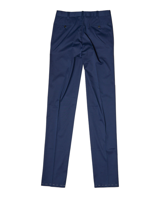 Light weight cotton trousers - Single pleat - Medium blue