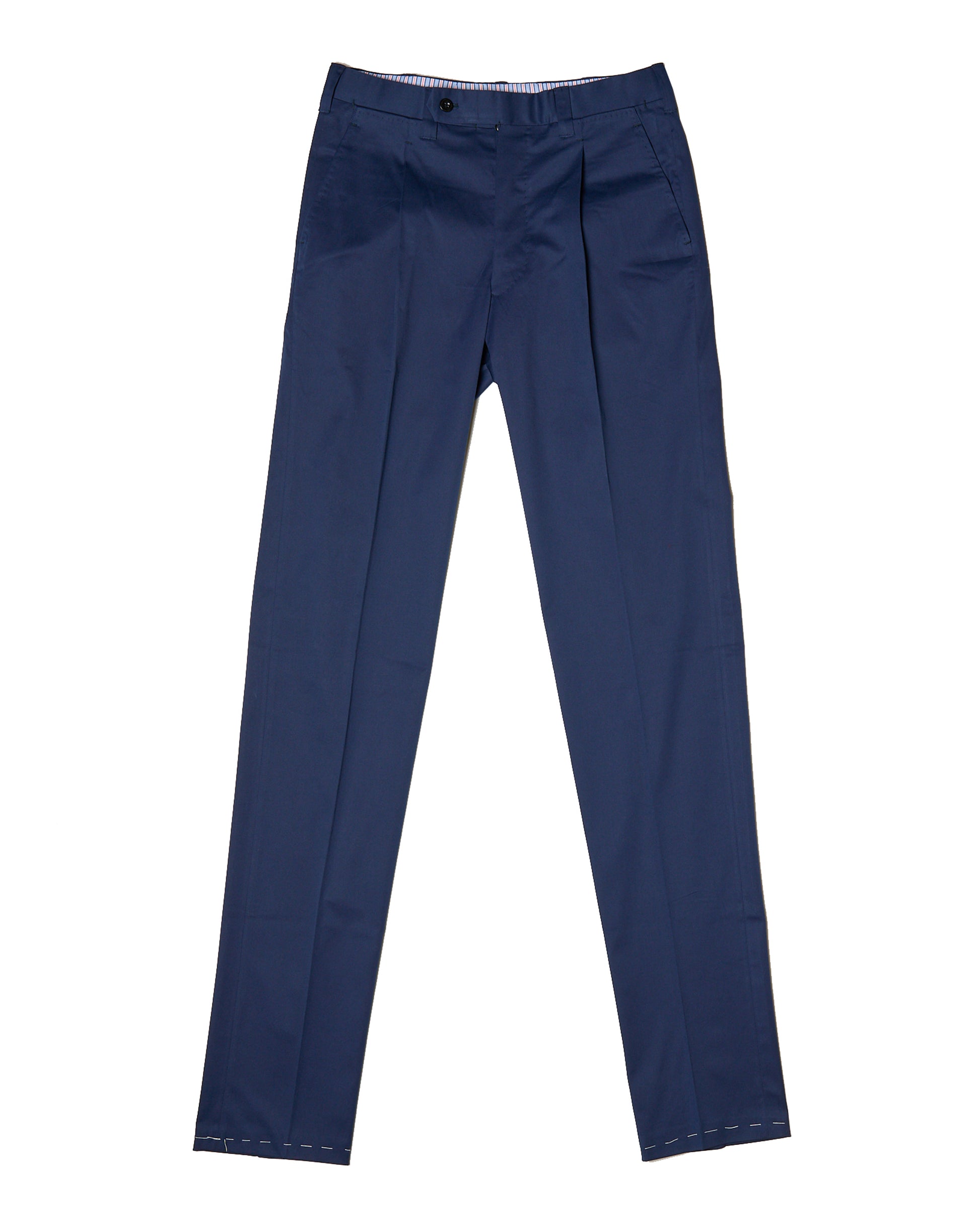 Light weight cotton trousers - Single pleat - Medium blue