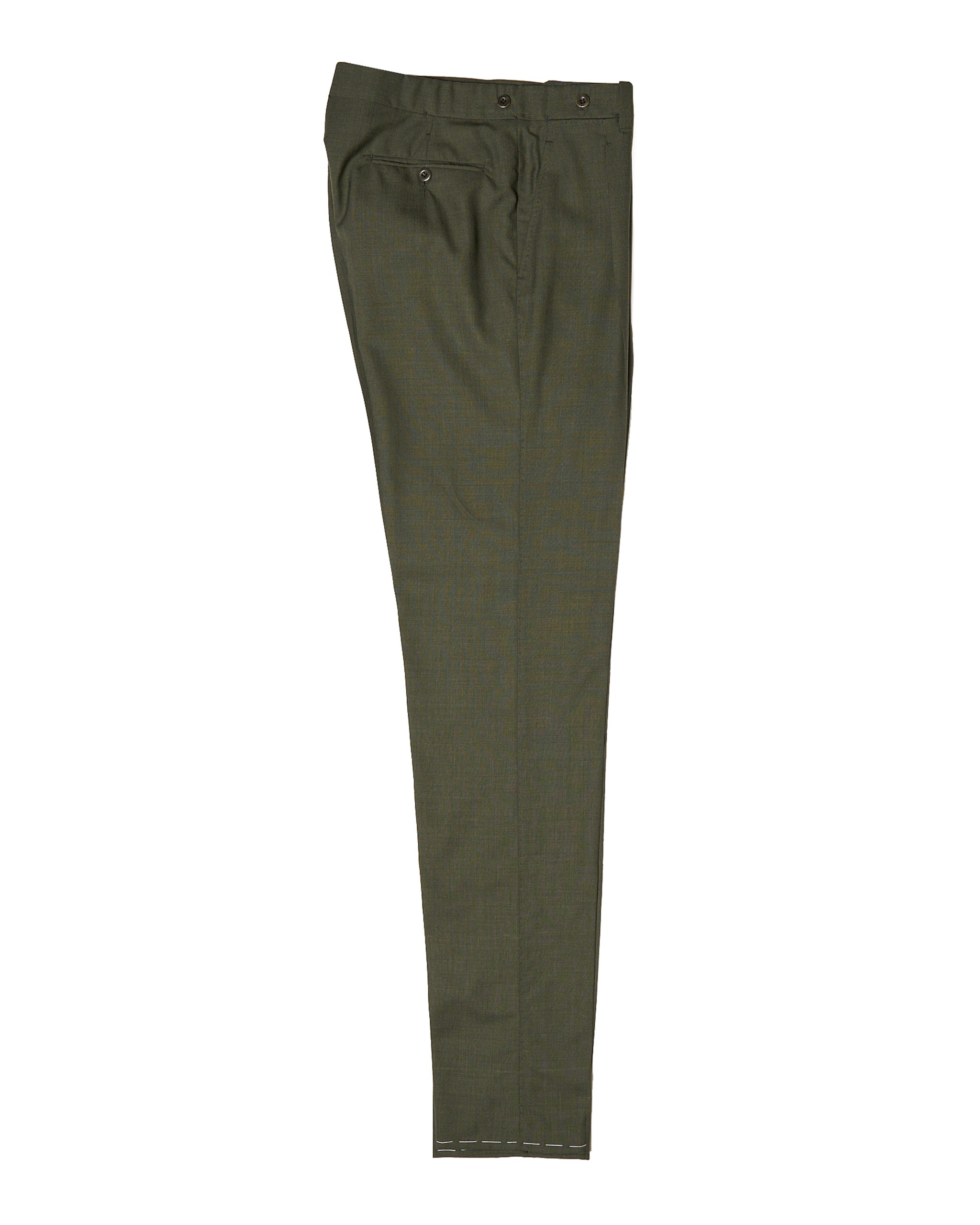 High twist wool trousers - Single pleat - Dark green