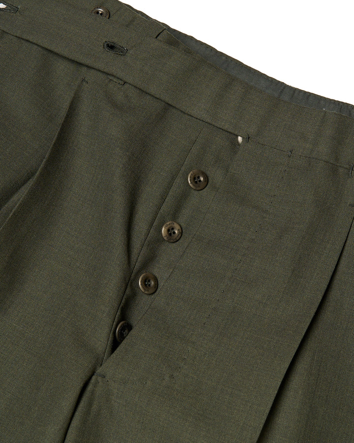 High twist wool trousers - Single pleat - Dark green