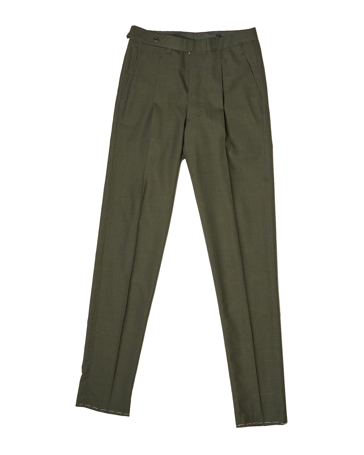 High twist wool trousers - Single pleat - Dark green