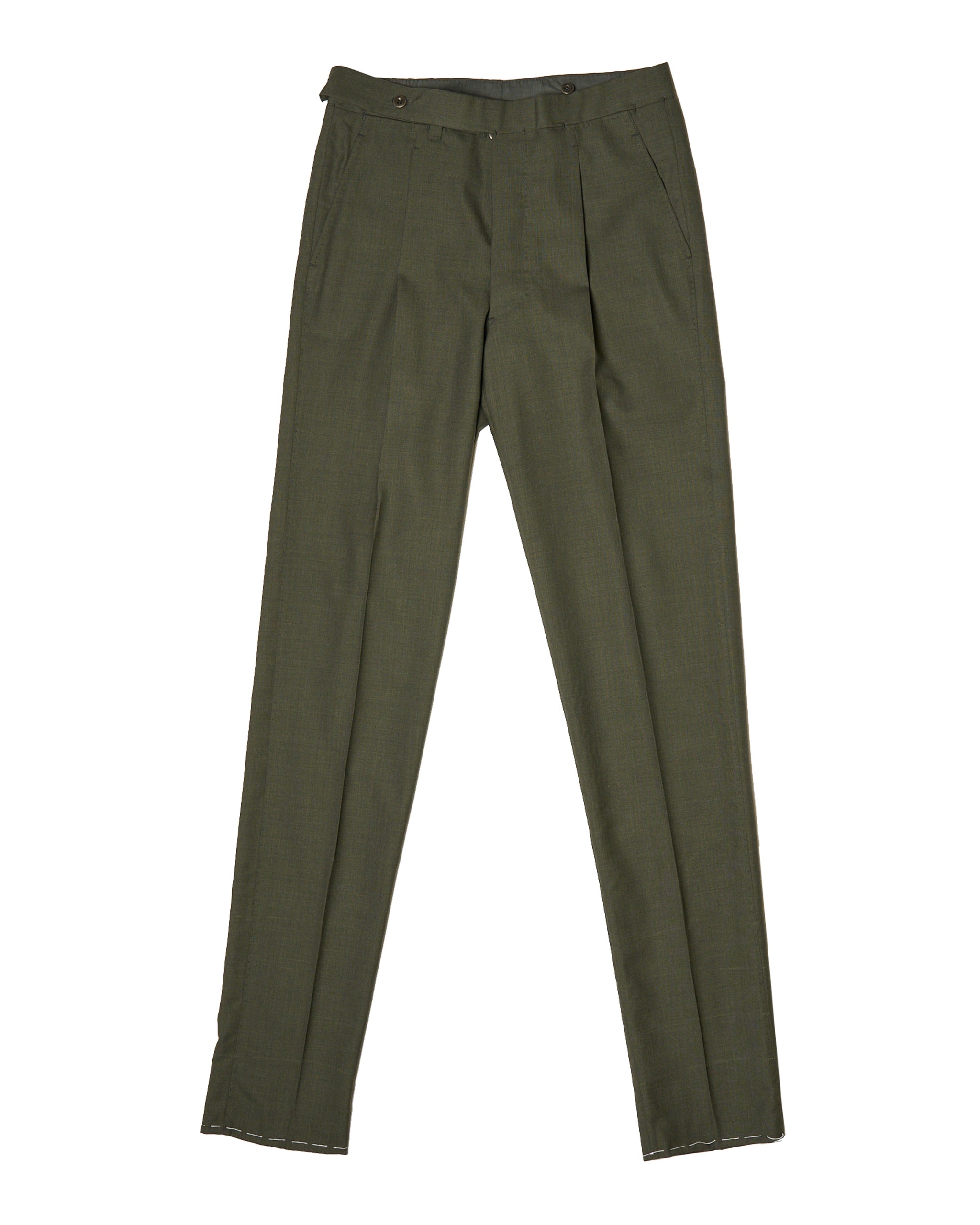 High twist wool trousers - Single pleat - Dark green