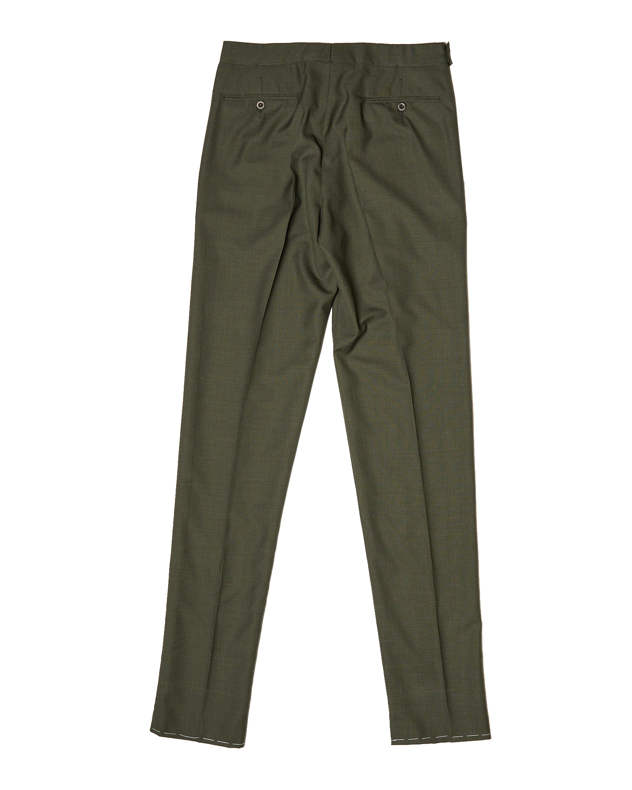 High twist wool trousers - Single pleat - Dark green