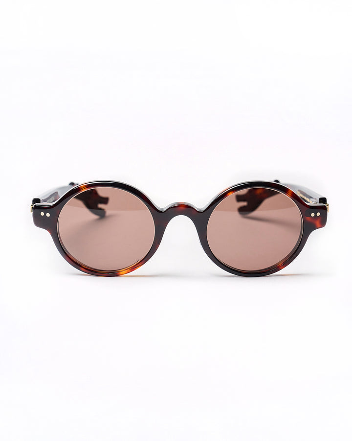 Robin model - Brown tortoise frame - Gold hinge - Brown tortoise dino arm