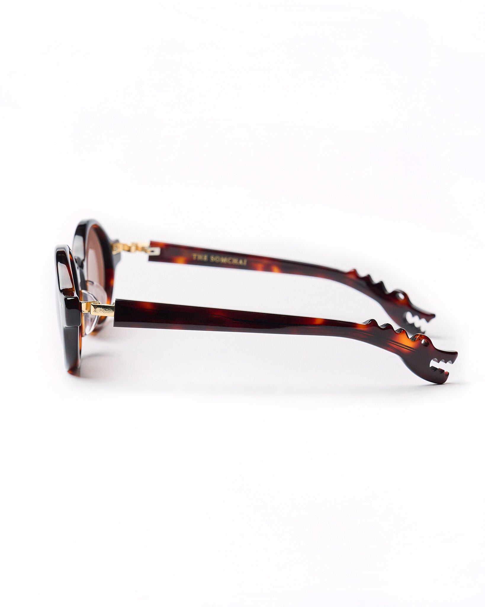 Robin model - Brown tortoise frame - Gold hinge - Brown tortoise dino arm