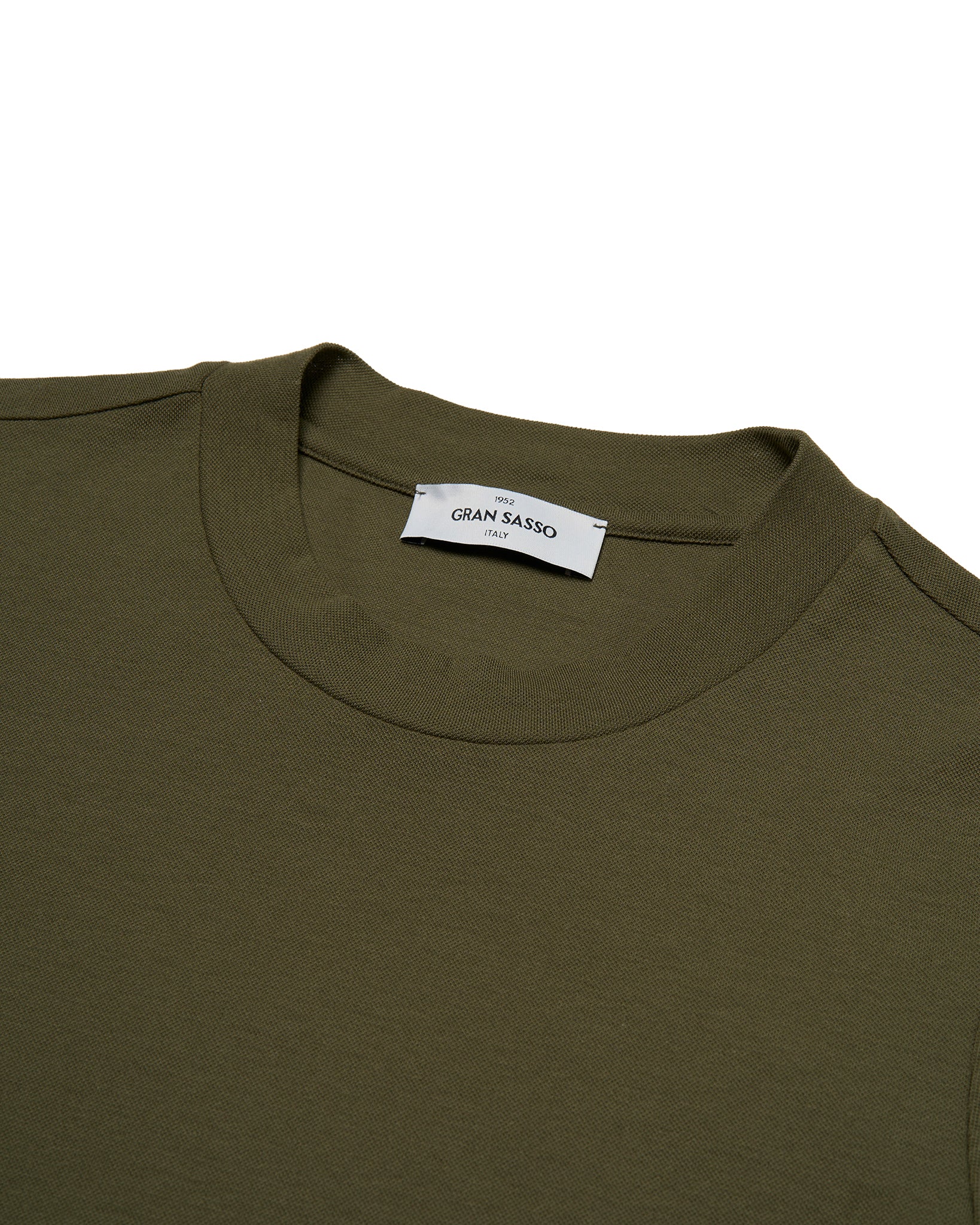 Crewneck pique cotton T-shirt - Olive green