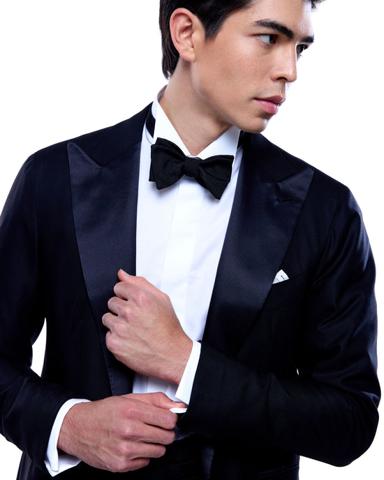 Tuxedo - Single breasted - Black Barathea - Wool 100%