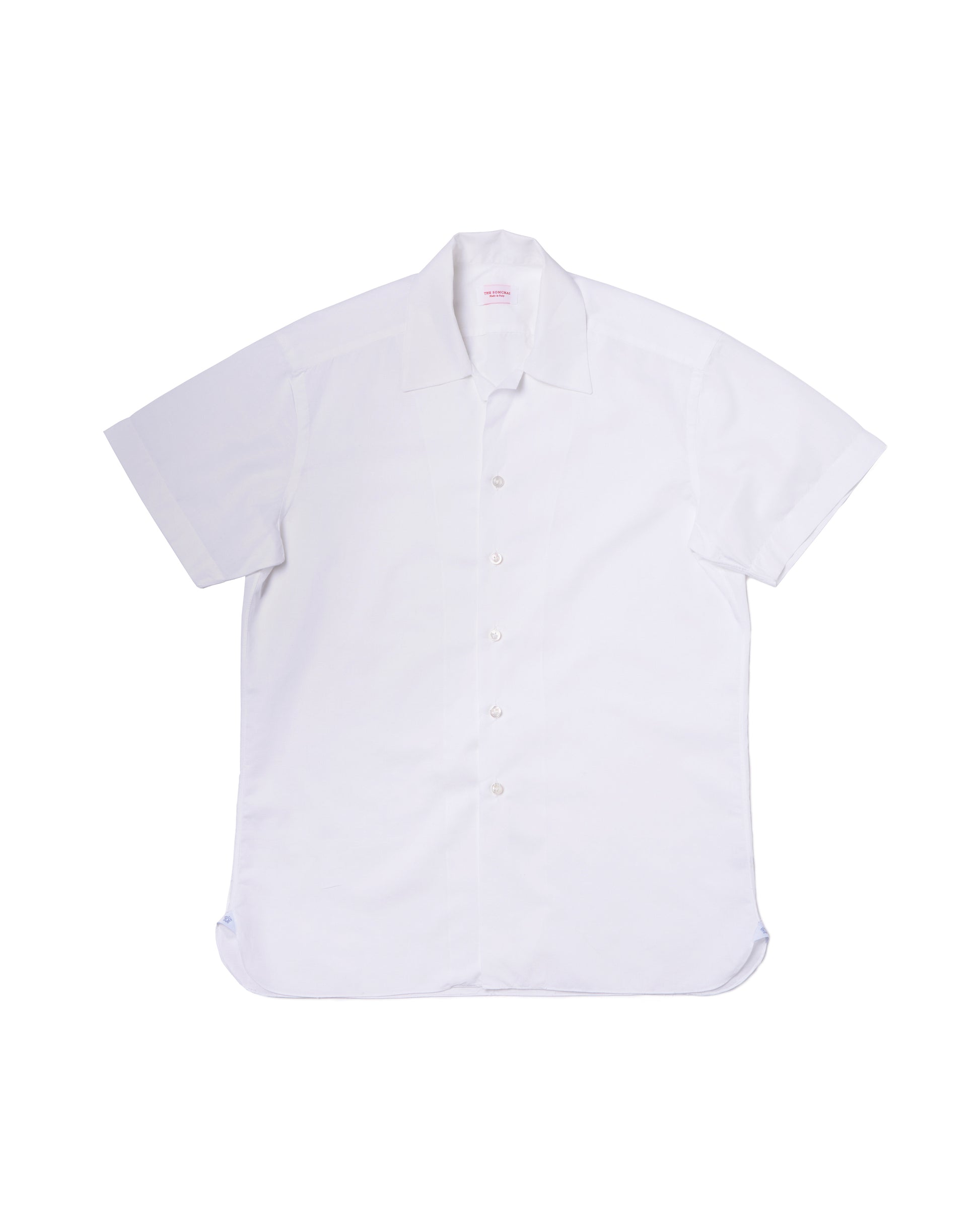 Cuban collar shirt - Plain White - Linen