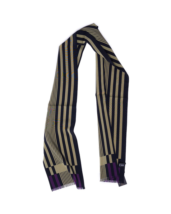 Scarf - Rectangle - Black, amber and purple stripe