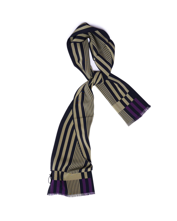 Scarf - Rectangle - Black, amber and purple stripe