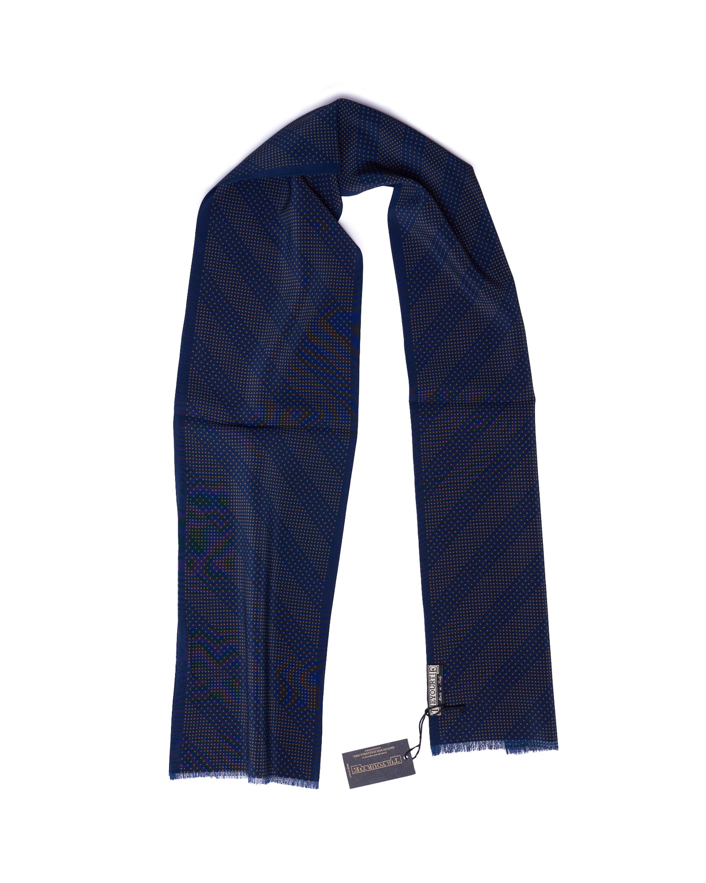 Scarf - Rectangle - Navy blue with brown micro dot