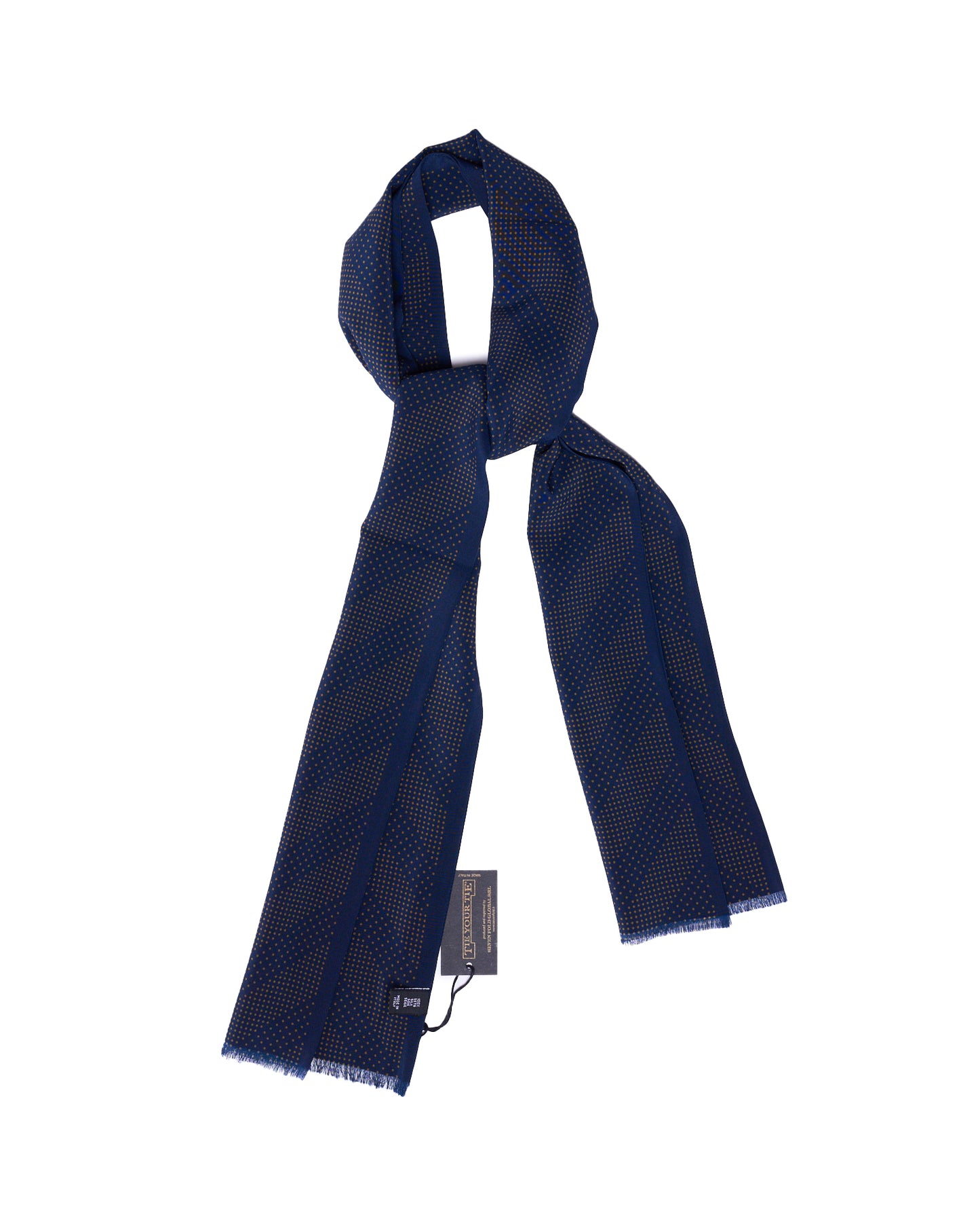 Scarf - Rectangle - Navy blue with brown micro dot