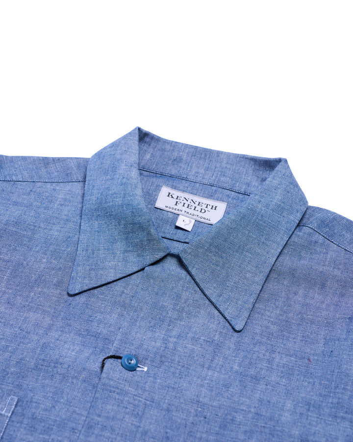 Chambray military shirt - Medium blue