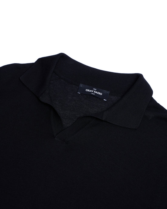 Knitted silk polo - Black