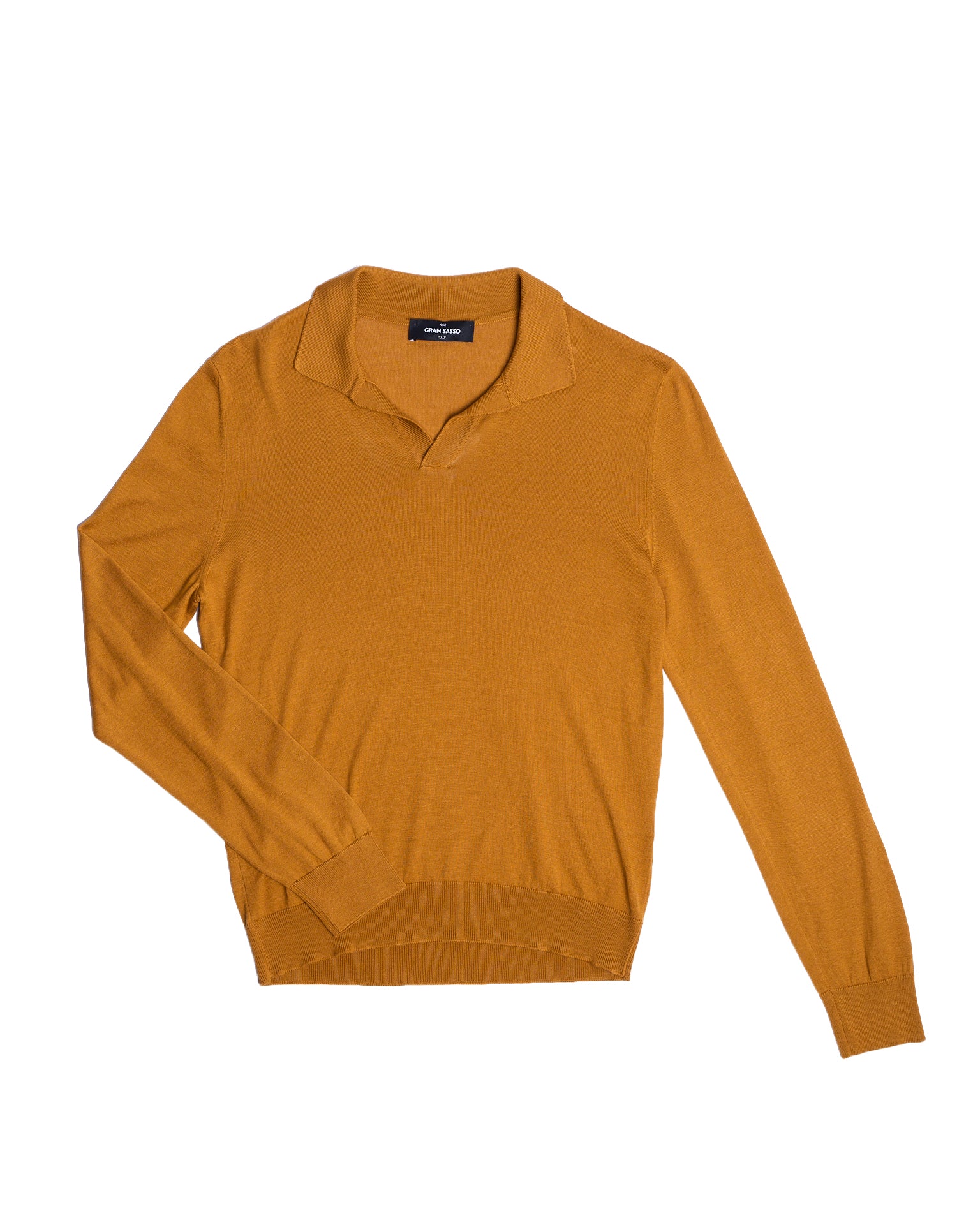 Knitted silk polo - Mustard