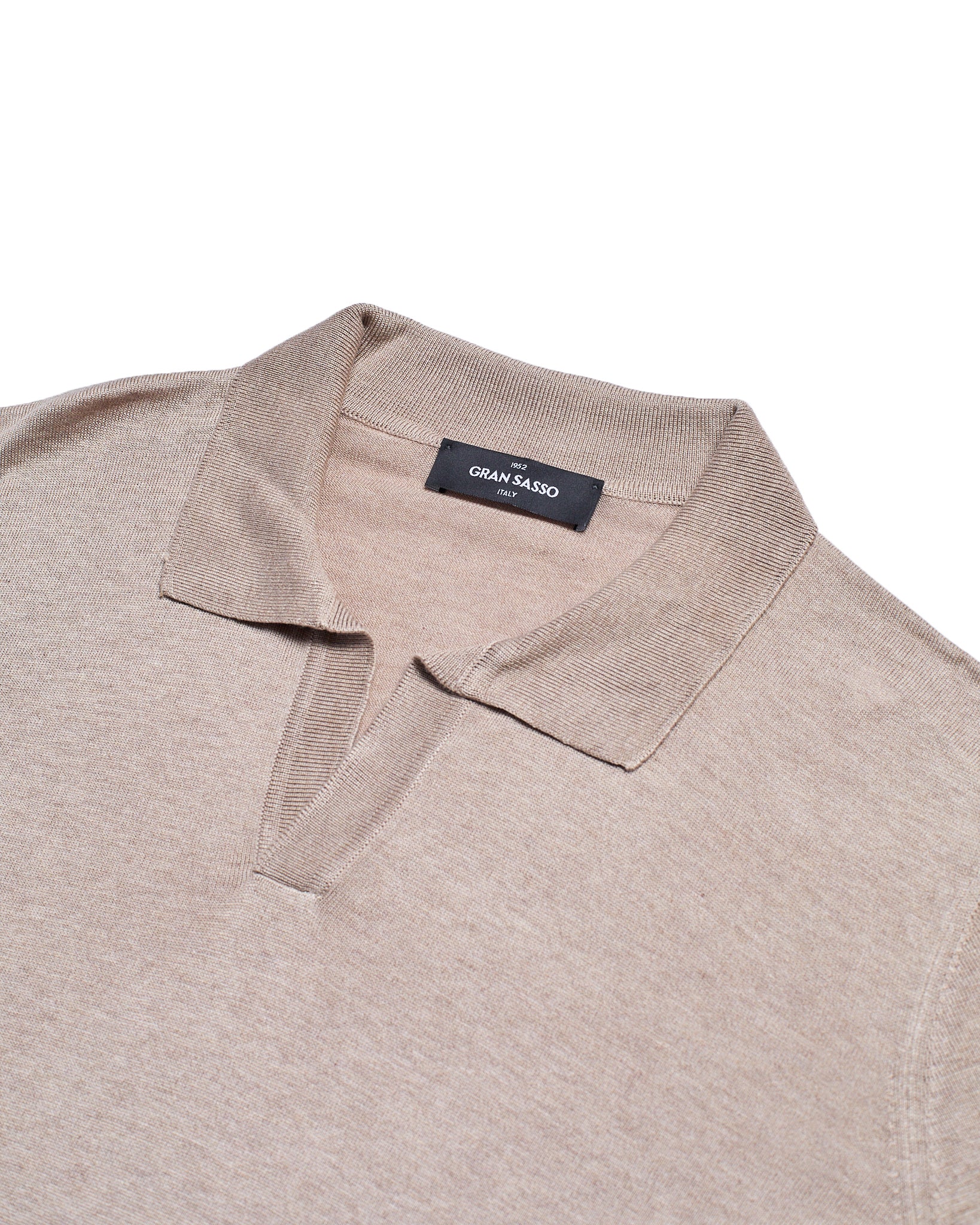 Knitted silk polo - Light brown