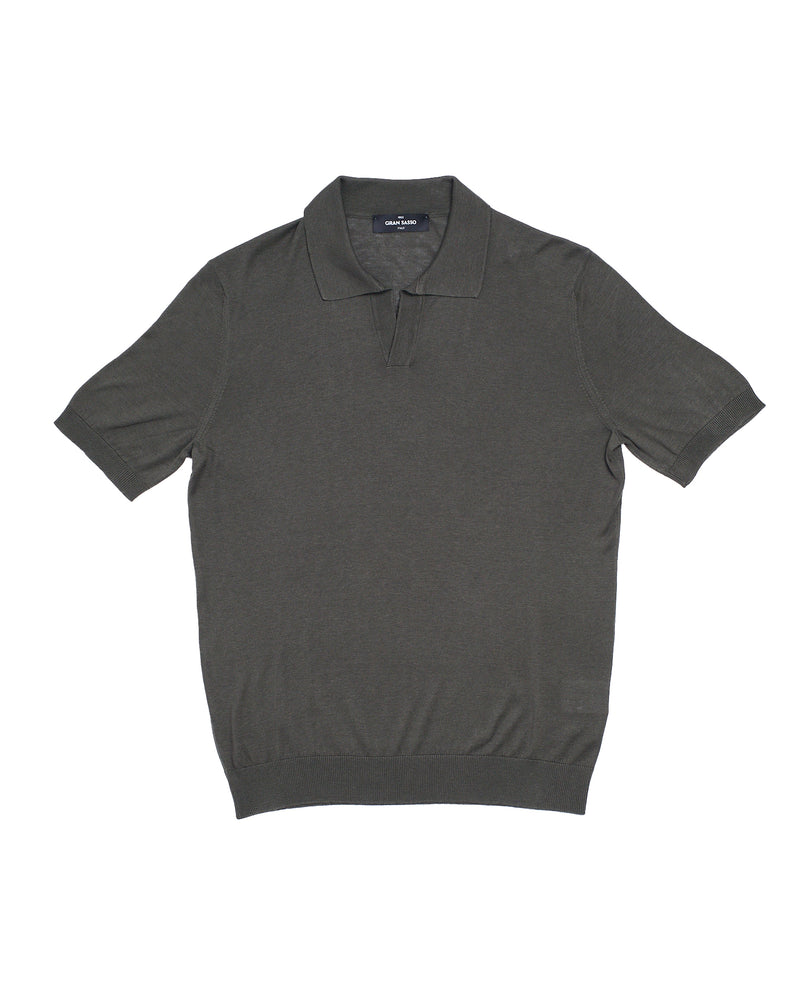 Knitted silk polo - Dark green