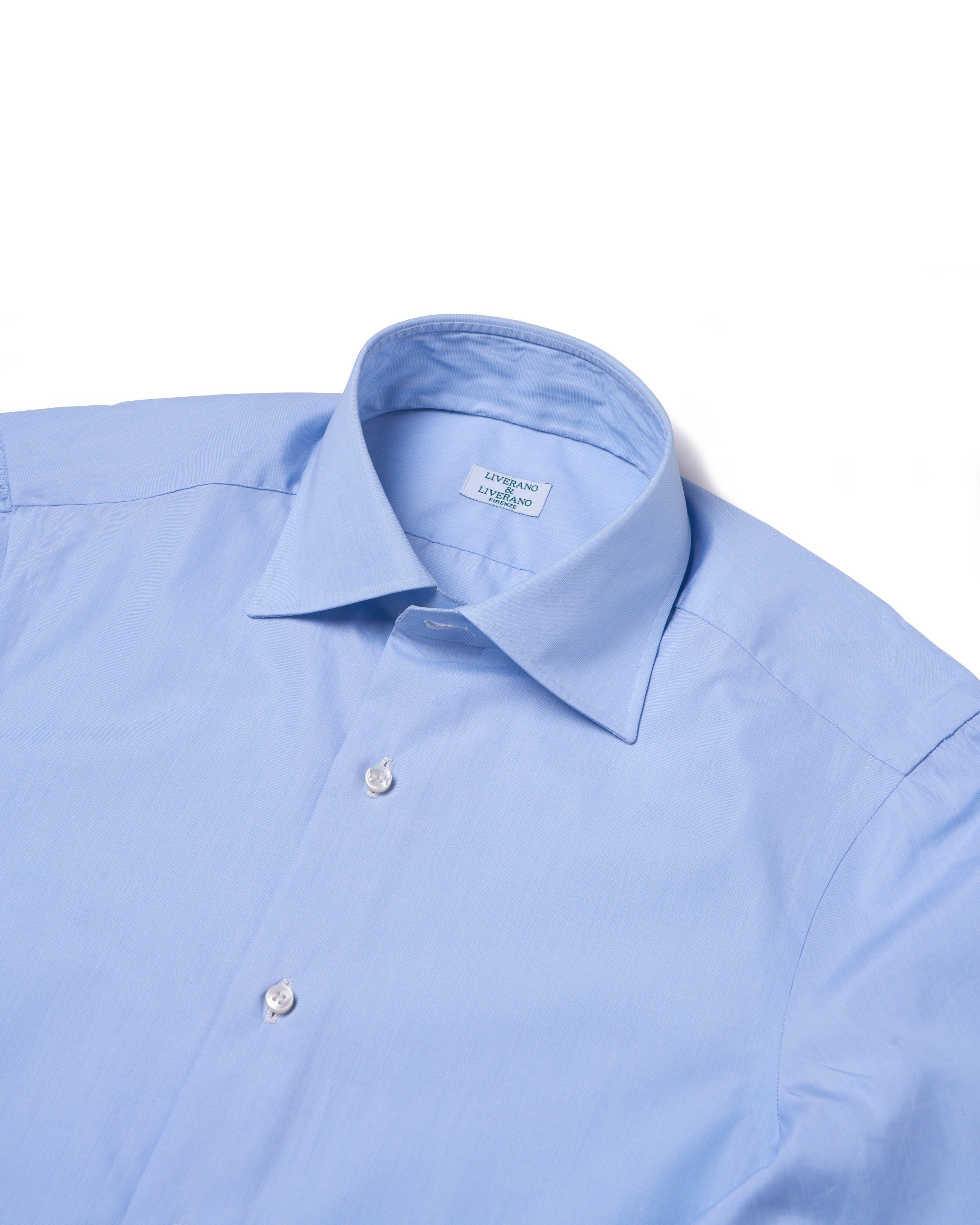 Spread collar shirt - Light blue poplin cotton