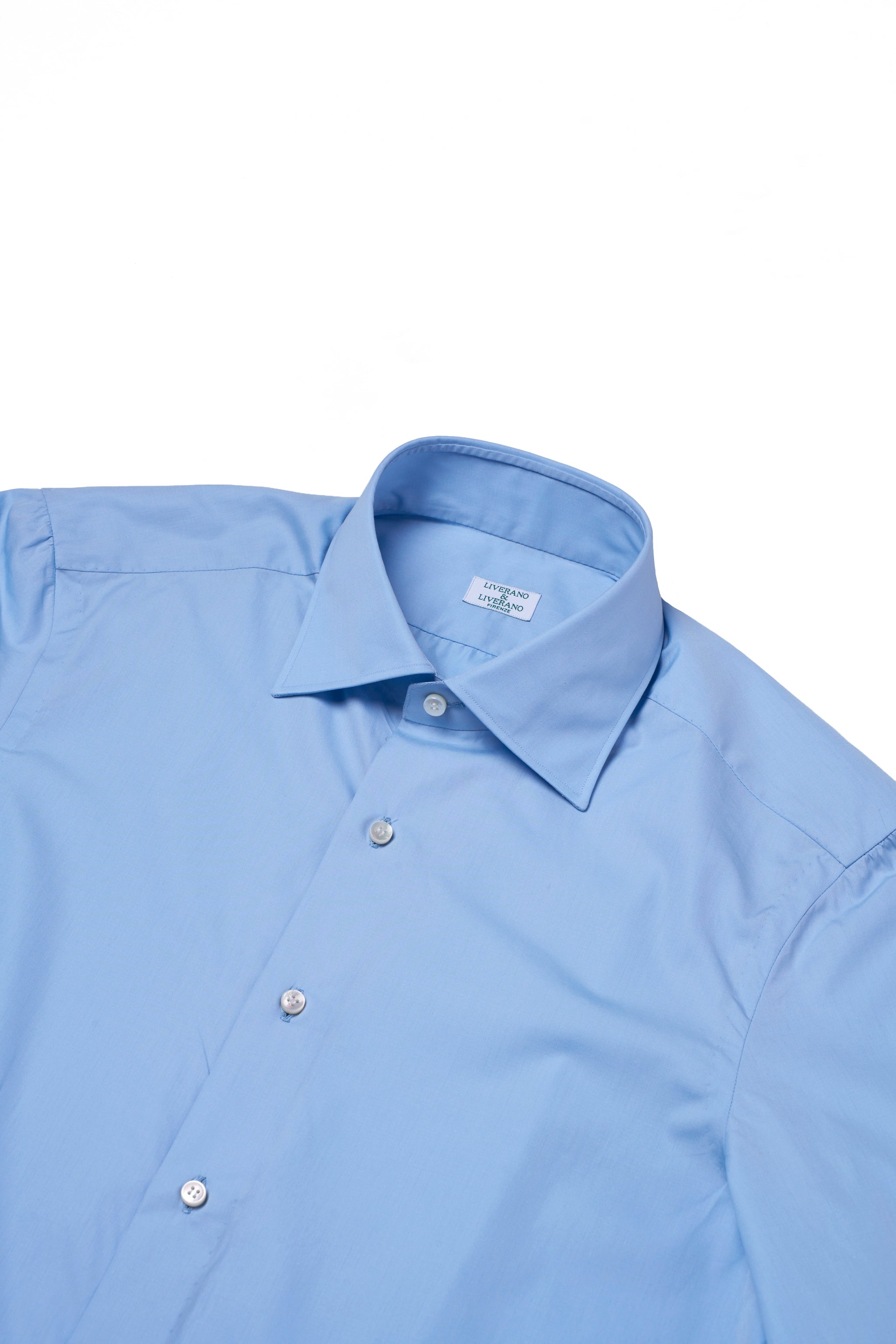 Spread collar shirt - Mid Blue poplin cotton