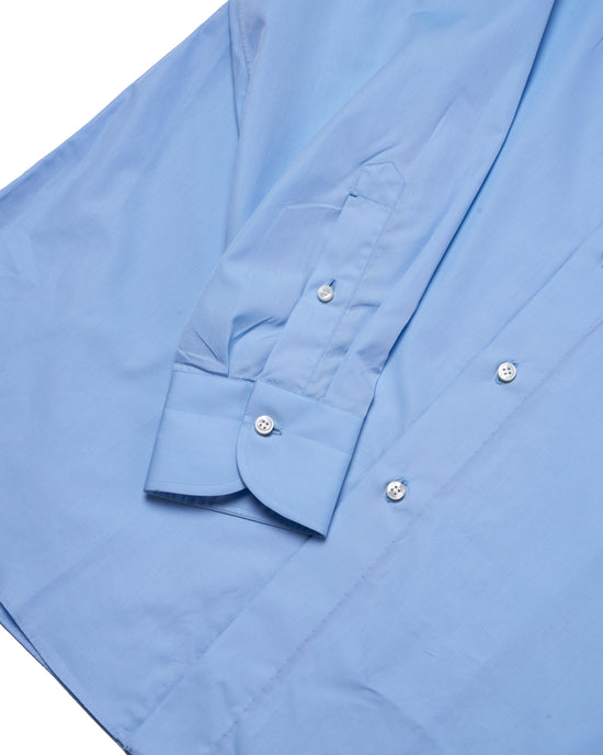 Spread collar shirt - Mid Blue poplin cotton